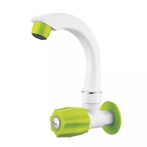 TRIJAL Lion Plus Sink Cock with Flange White, Green, LIO-109 (Pack of 24)