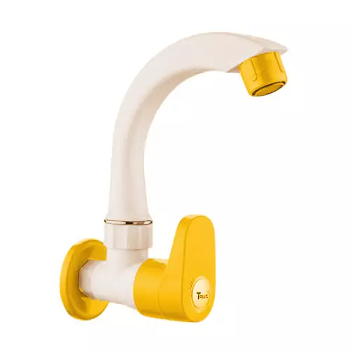 TRIJAL Rio Plus Sink Cock with Flange White, Gold, RPP-109 (Pack of 24)