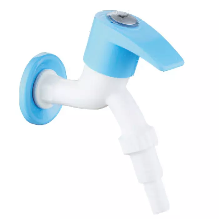 TRIJAL Silver Bib Cock Nozzle with Flange White, Blue, SLV-104 (Pack of 48)
