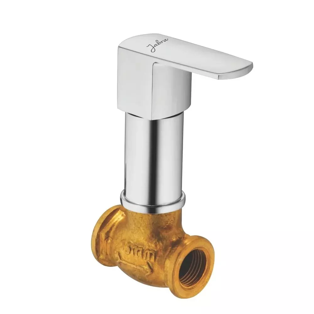 Jabra Concealed Stop Cock (M) Qbix Series Brass Chrome Finish Wall Mount 15 mm Silver