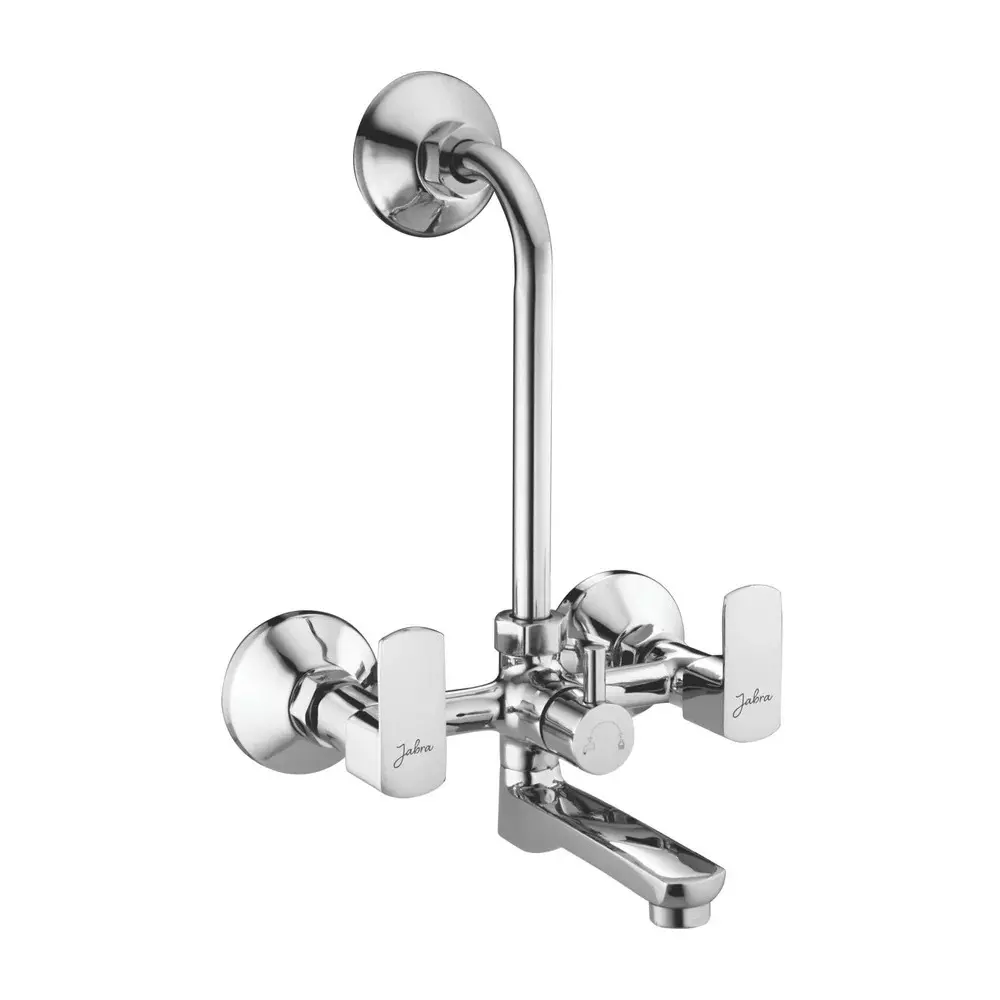 Jabra Wall Mixer With L-Bend (L) Qbix Series Brass Chrome Finish Wall Mount Silver