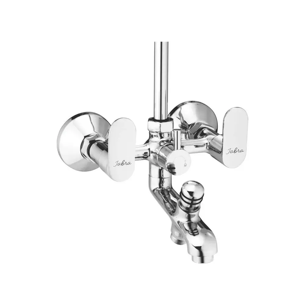 Jabra 3 in 1 Wall Mixer With L-Bend Opal Series Brass Chrome Finish Wall Mount Silver