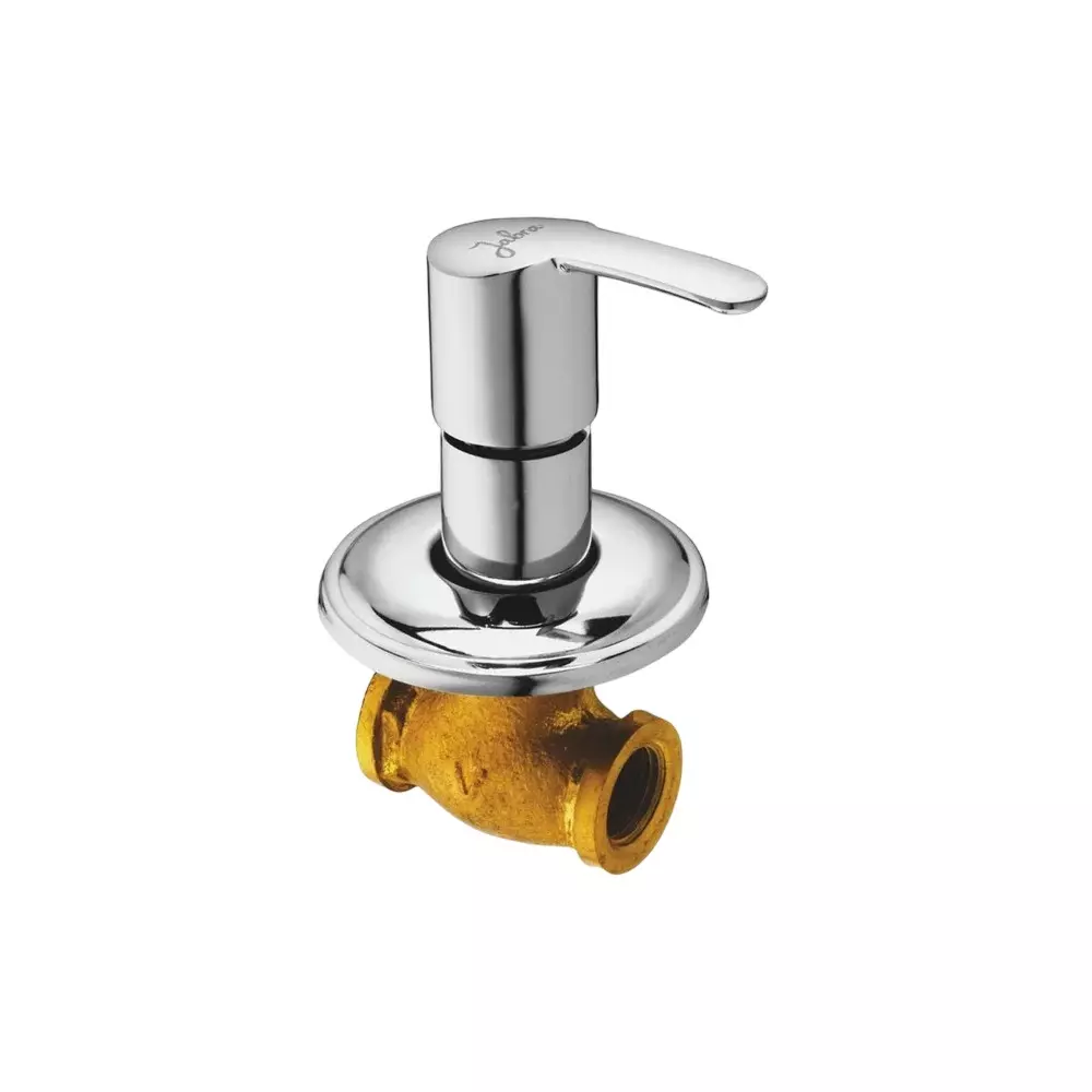 Jabra Concealed Stop Cock (L) Aqua Series Brass Chrome Finish Wall Mount 15 mm Silver