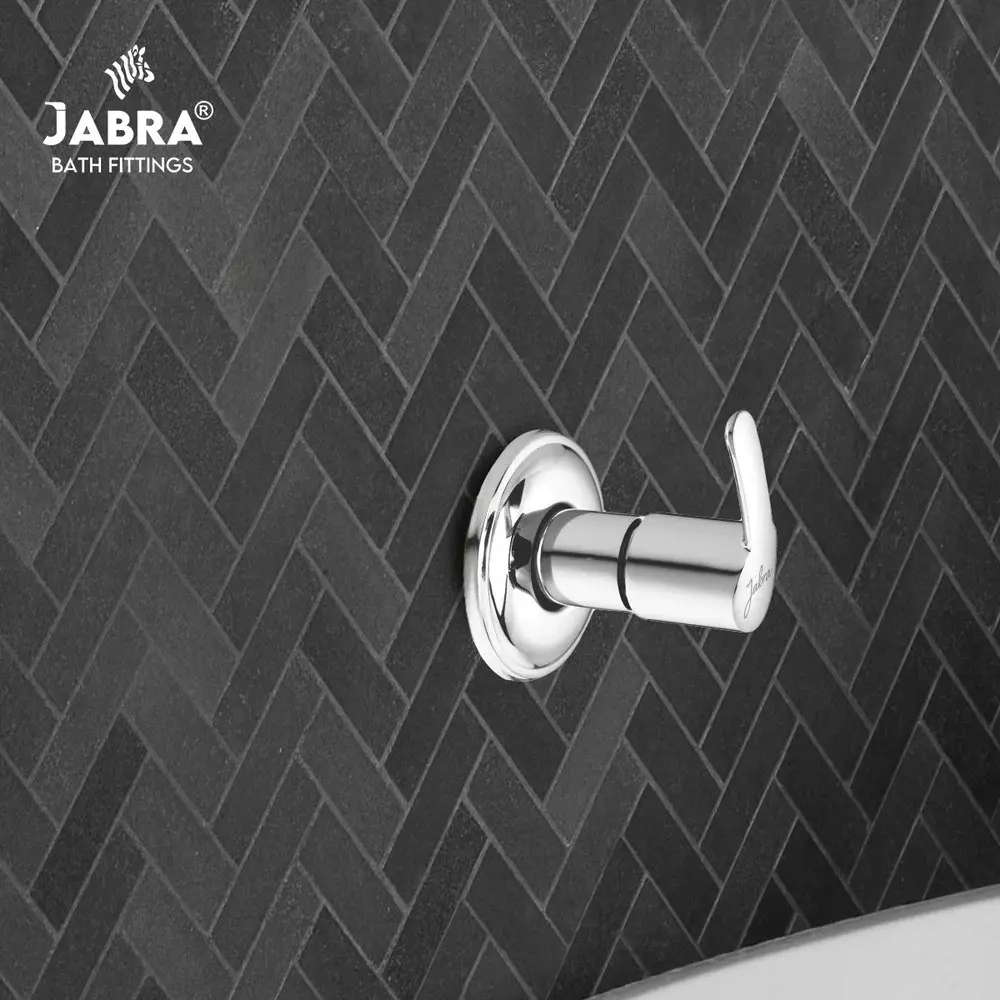 Jabra Concealed Stop Cock (L) Aqua Series Brass Chrome Finish Wall Mount 15 mm Silver