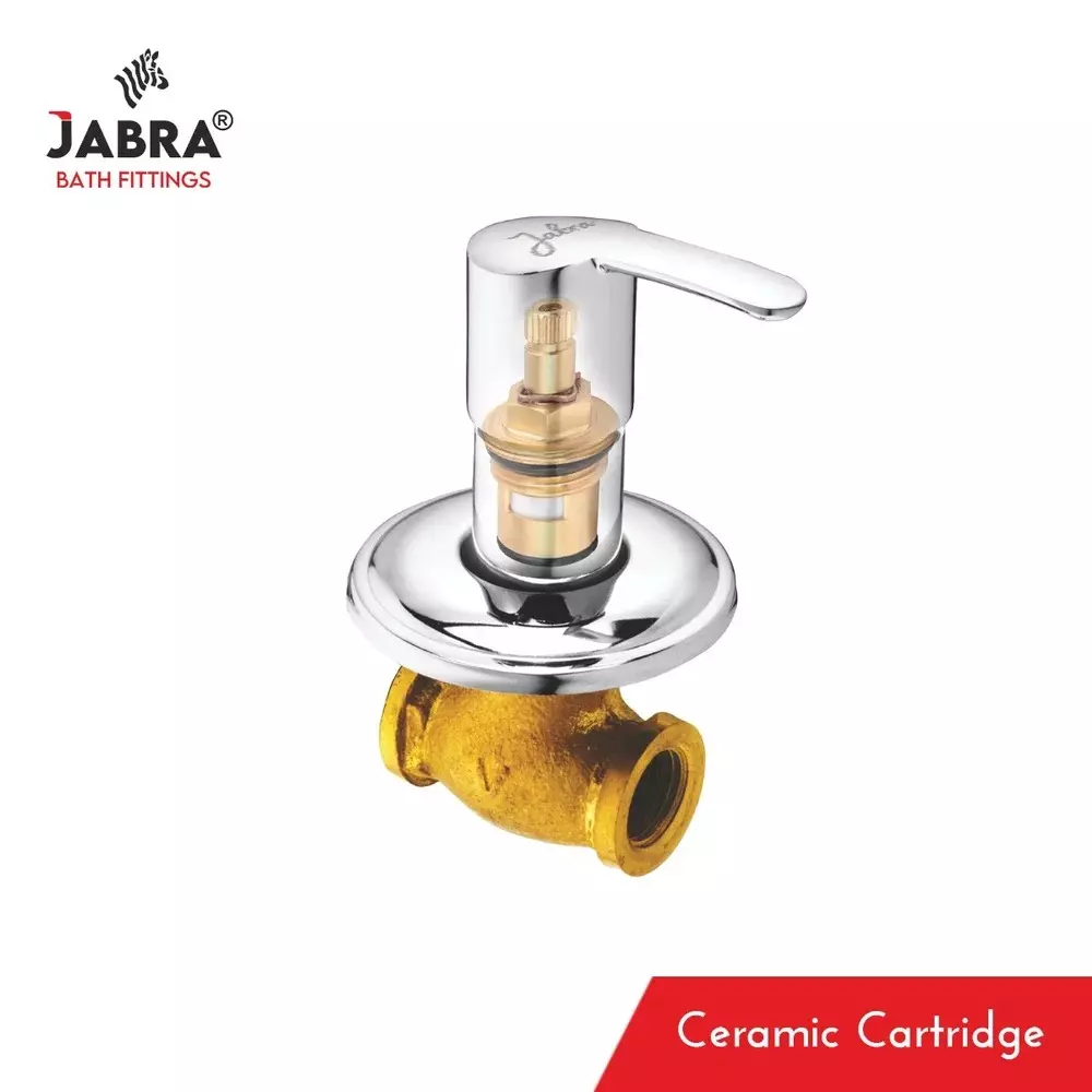 Jabra Concealed Stop Cock (L) Aqua Series Brass Chrome Finish Wall Mount 15 mm Silver