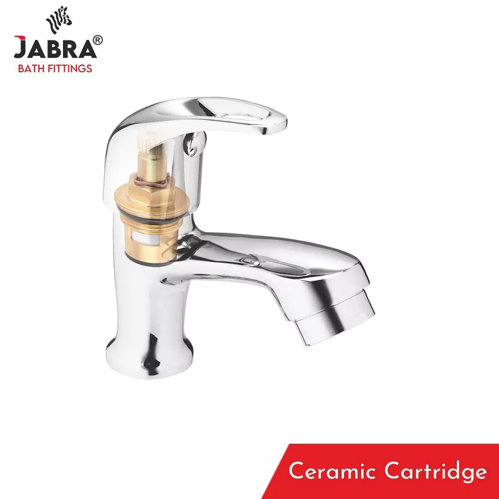 Jabra Pillar Cock Cosmo Series Brass Chrome Finish Deck Mount Silver