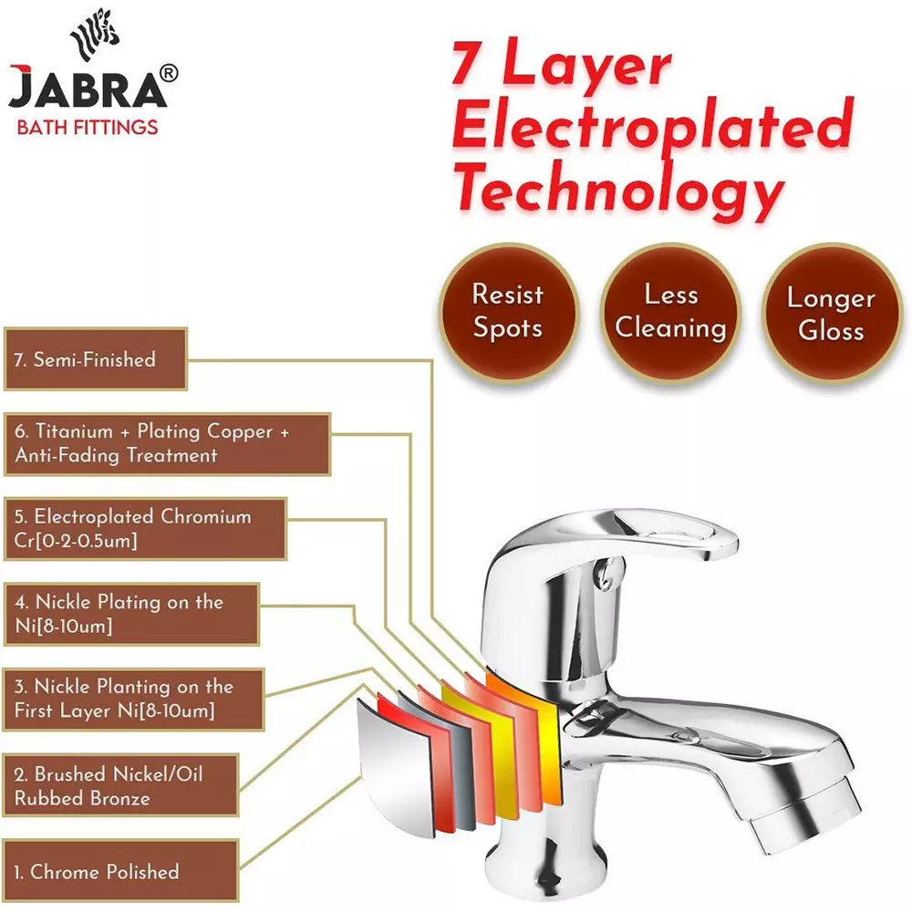 Jabra Pillar Cock Cosmo Series Brass Chrome Finish Deck Mount Silver