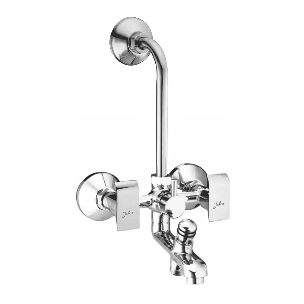 Jabra 3 in 1 Wall Mixer With L-Bend Bright Series Brass Chrome Finish Wall Mount Silver