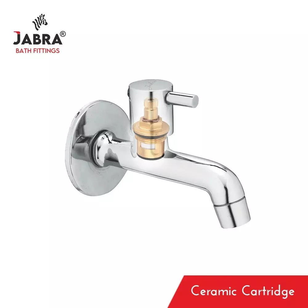 Jabra Long Body Cock Flora Series Brass Chrome Finish Wall Mount Silver