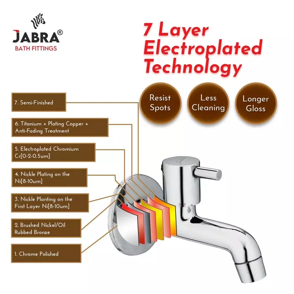Jabra Long Body Cock Flora Series Brass Chrome Finish Wall Mount Silver