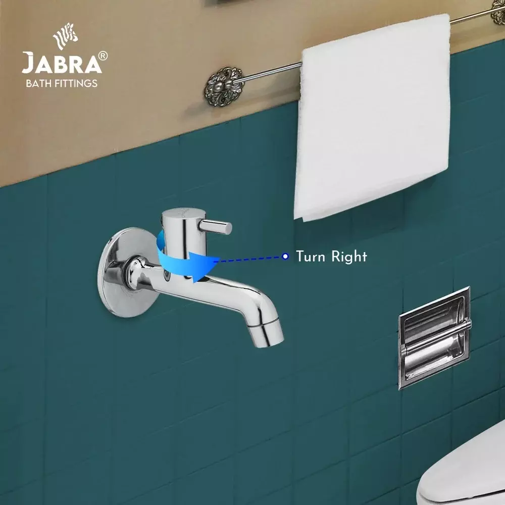 Jabra Long Body Cock Flora Series Brass Chrome Finish Wall Mount Silver