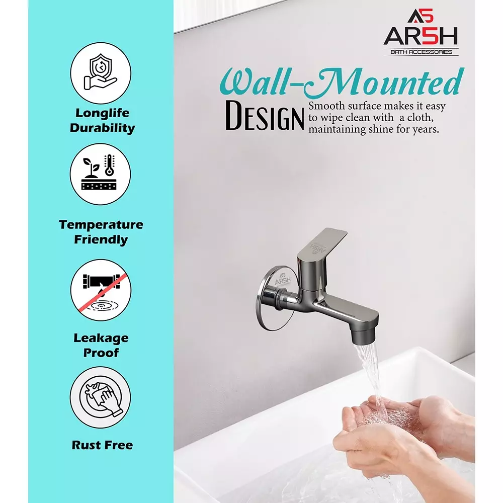 AR5H Bib Tap Wall Mounted Brass Chrome Finish Single Lever Operation, 2 B/C_DIOS_0024 (Set of 2 Pcs)