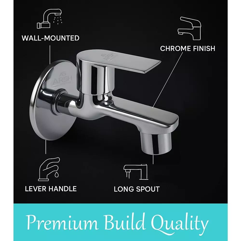 AR5H Bib Tap Wall Mounted Brass Chrome Finish Single Lever Operation, 2 B/C_DIOS_0024 (Set of 2 Pcs)