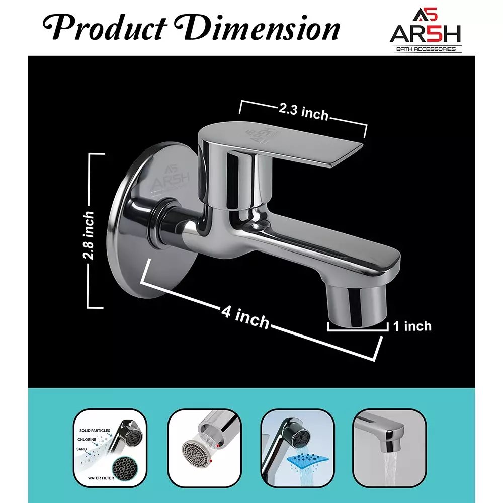 AR5H Bib Tap Wall Mounted Brass Chrome Finish Single Lever Operation, 2 B/C_DIOS_0024 (Set of 2 Pcs)