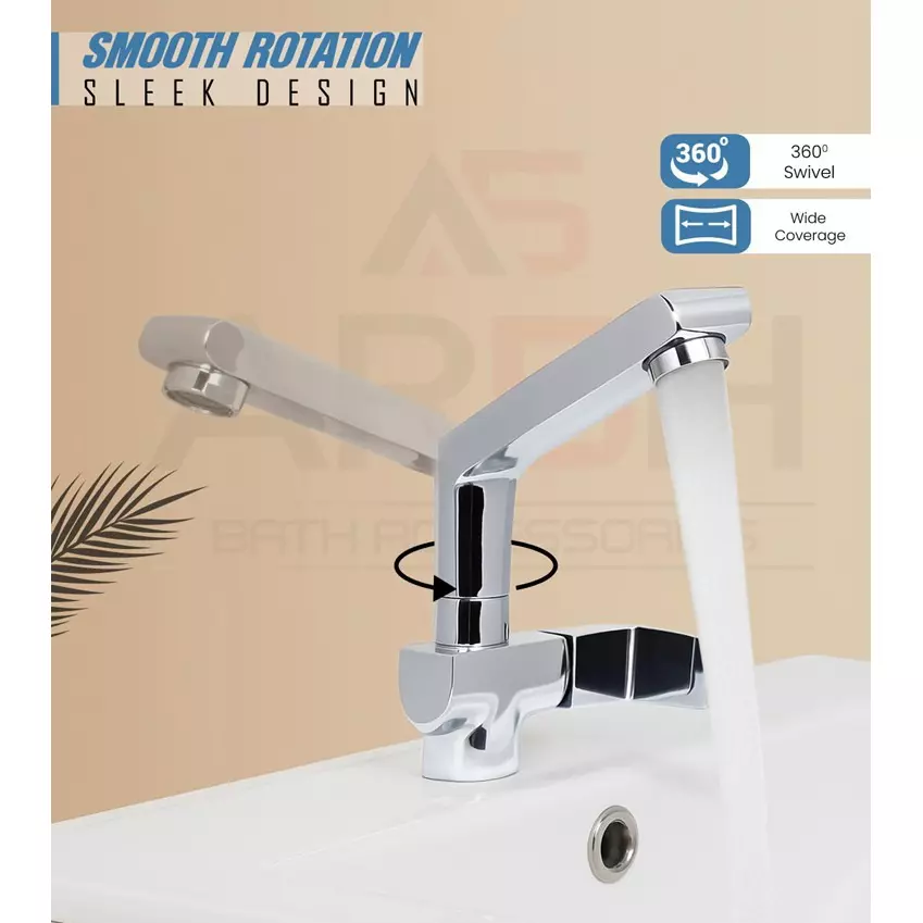 AR5H Swan Neck Kitchen Sink Faucet Table Mounted Chrome Plated Mirror Finish with 360° Rotation, ARIA-0026