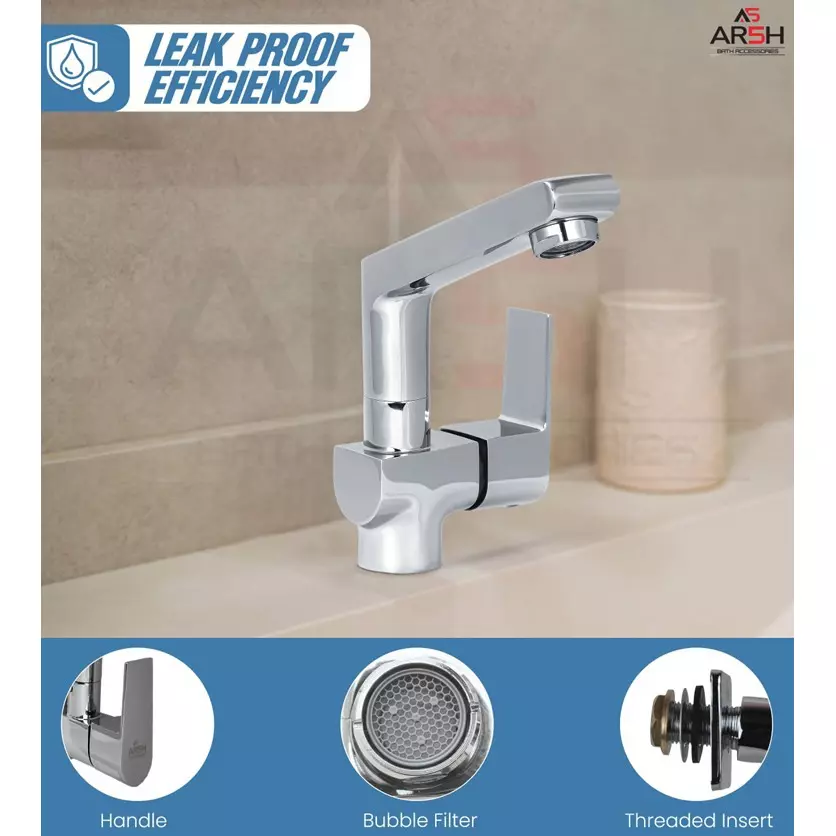 AR5H Swan Neck Kitchen Sink Faucet Table Mounted Chrome Plated Mirror Finish with 360° Rotation, ARIA-0026