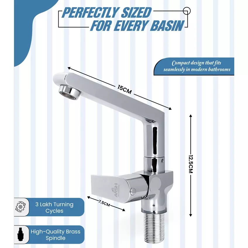AR5H Swan Neck Kitchen Sink Faucet Table Mounted Chrome Plated Mirror Finish with 360° Rotation, ARIA-0026