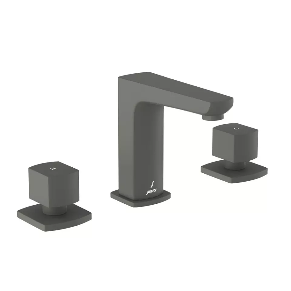 Jaquar Basin Mixer without Popup Waste System Kubix Prime Series Brass Graphite Finish Deck Mount, KUP-GRF-35189PM