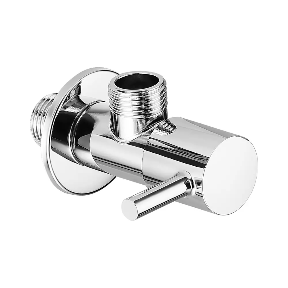 GENERIC Angle Valve Full Brass Cartridge Inside 304 Stainless Steel Chrome Plated Body Rounded Silver