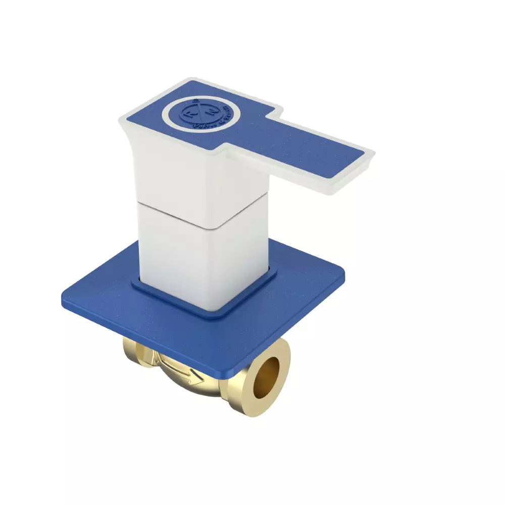 RN Glamour Collection Concealed Stop Tap Brass 1/2 Inch (15 mm) Size Metalic Blue White for Kitchen & Bathroom Use