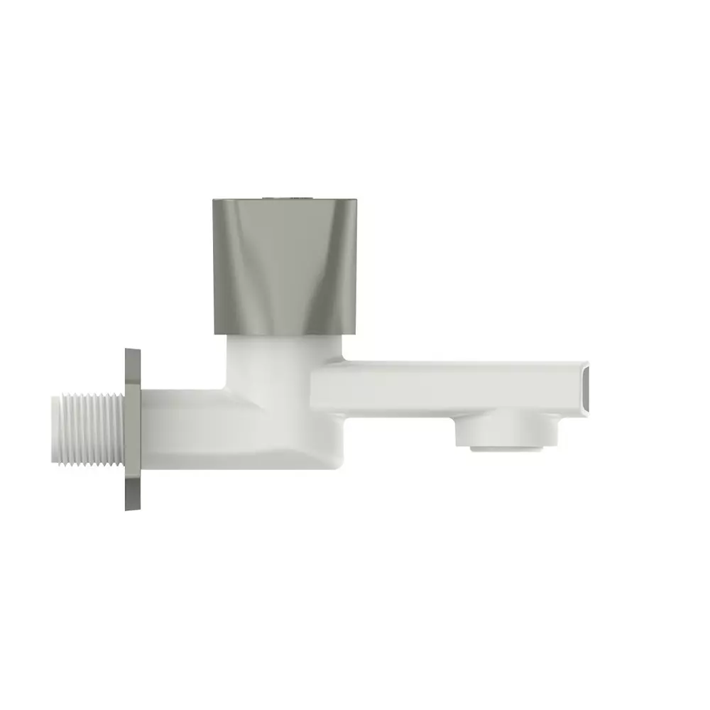 RN PTMT Felicity Collection Foam Flow BIB Tap With Flange White Graphite Polybag Packaging Type 1/2 Inch (15 mm) Size, RNFEB38A32