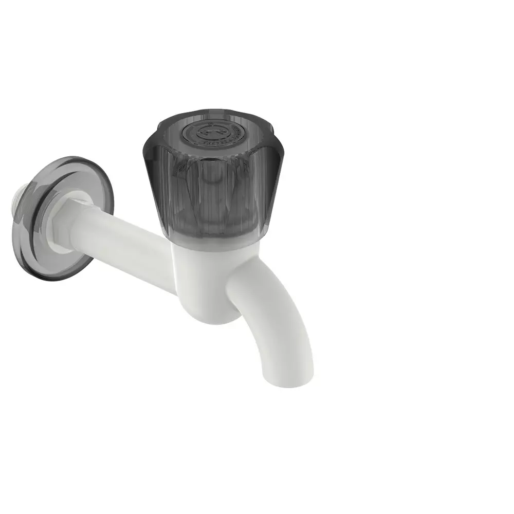 RN Aroma Collection Foam Flow Long Body BIB Tap With Flange White Charcoal Box Packaging Type 1/2 Inch (15 mm) Size, RNARB21F03