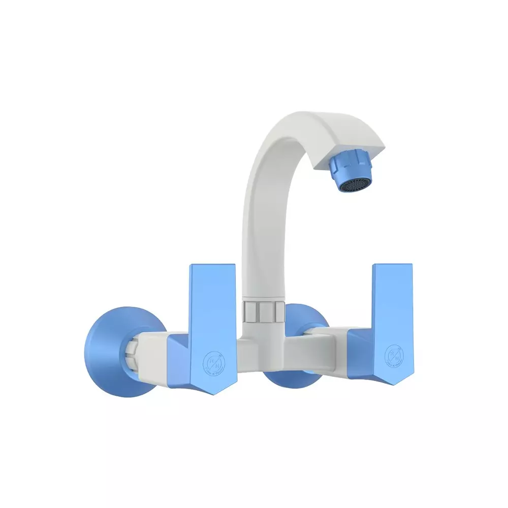RN Foam Flow Sink Mixer Tap PTMT White Blue 1/2 Inch (15 mm) Size for Kitchen & Bathroom Use, RNG2019A18