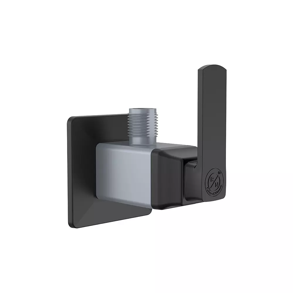 RN Angle Tap With Flange PTMT Metallic Grey Black 1/2 Inch (15 mm) Size for Kitchen & Bathroom Use, RNABP09B01
