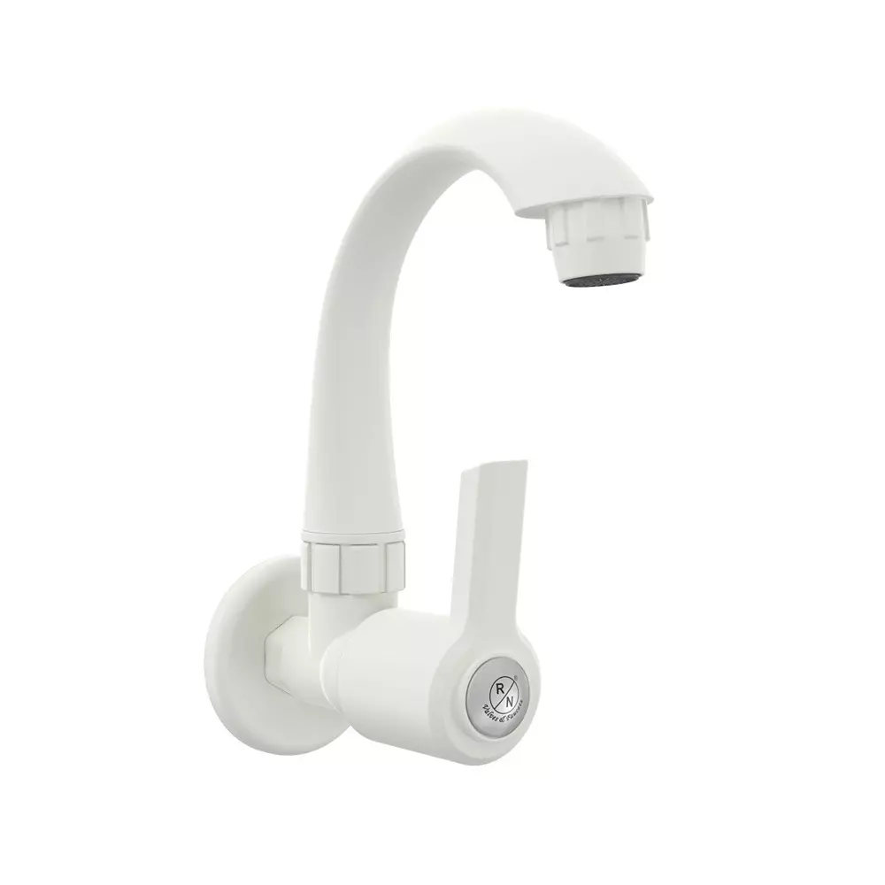 RN Mini Sink Tap With Flange Wall Mounted PTMT White 1/2 Inch (15 mm) Size for Kitchen & Bathroom Use, RNWIN01A23