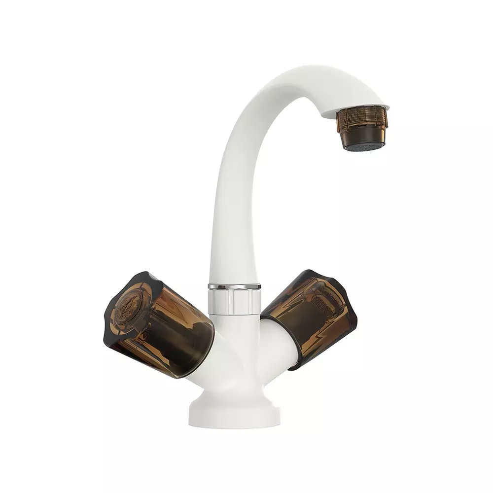 Buy RN Foam Flow Center Hole Basin Mixer Tap PTMT White Hash Brown 1/2 ...