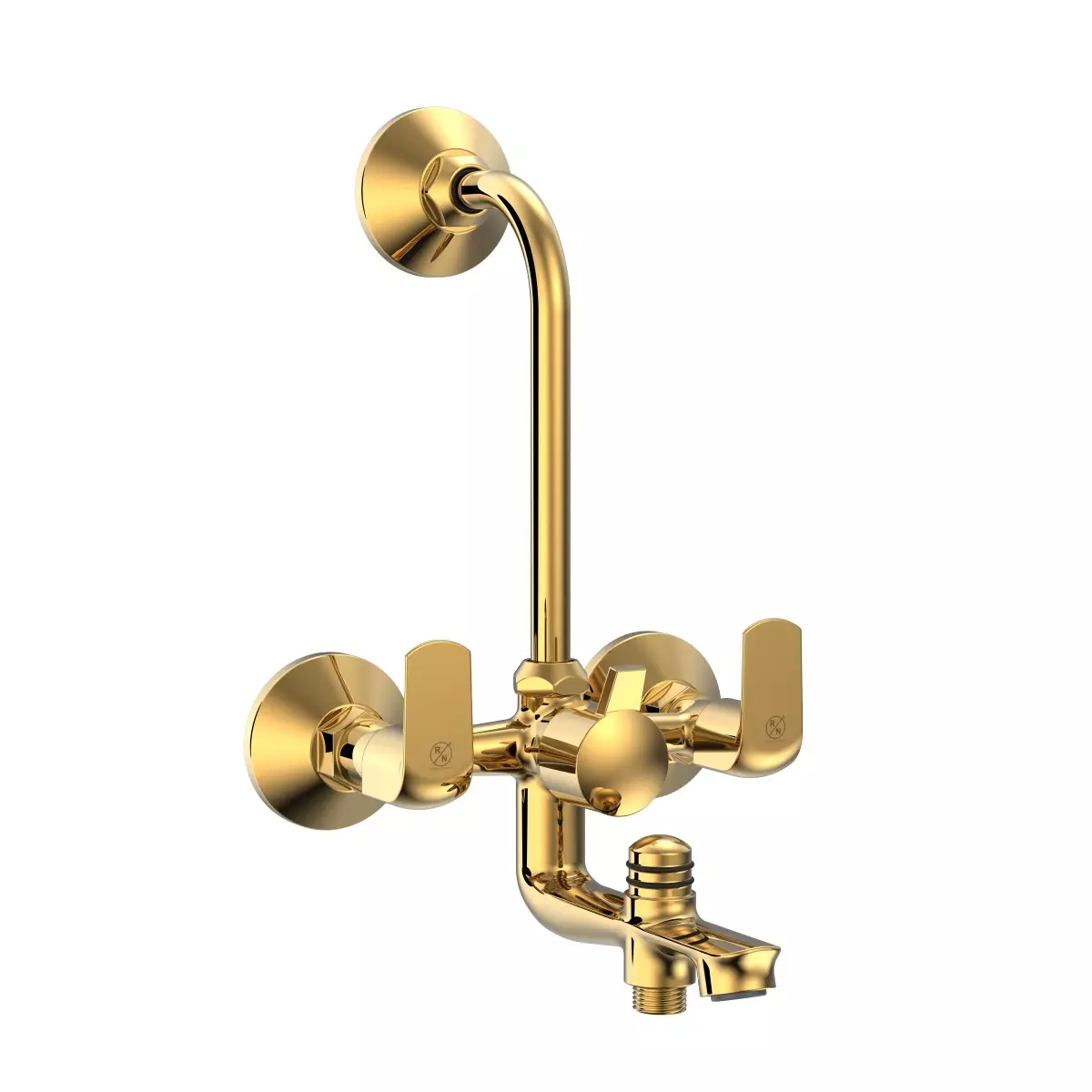 RN 3 In 1 L-Bend Wall Mixer Tap With Provision & Hand Shower Golden Wall Mounted Stainless Steel 1/2 Inch (15 mm) Size for Bathroom & Toilets Use, RNSOP32G20