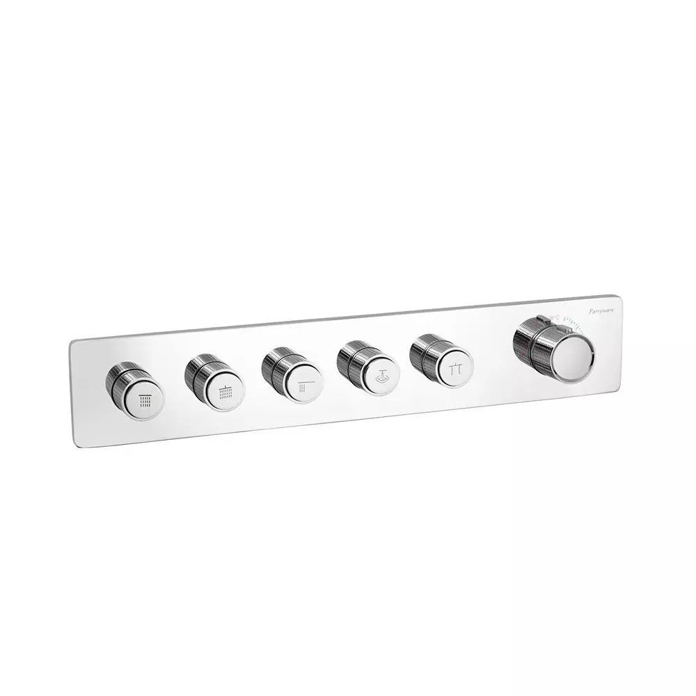 Parryware Tune Thermostatic Diverter Upper Trim Push & Turn Type 5-Way Chrome, T6150A1