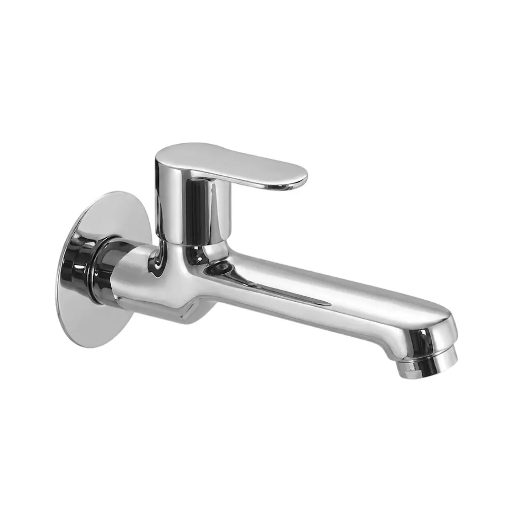 PLUMBER Ecoline Series Euphoria Range Bib Tap Long Nose with Foam Flow, Chrome Finish and Wall Mounted, EPA-0204