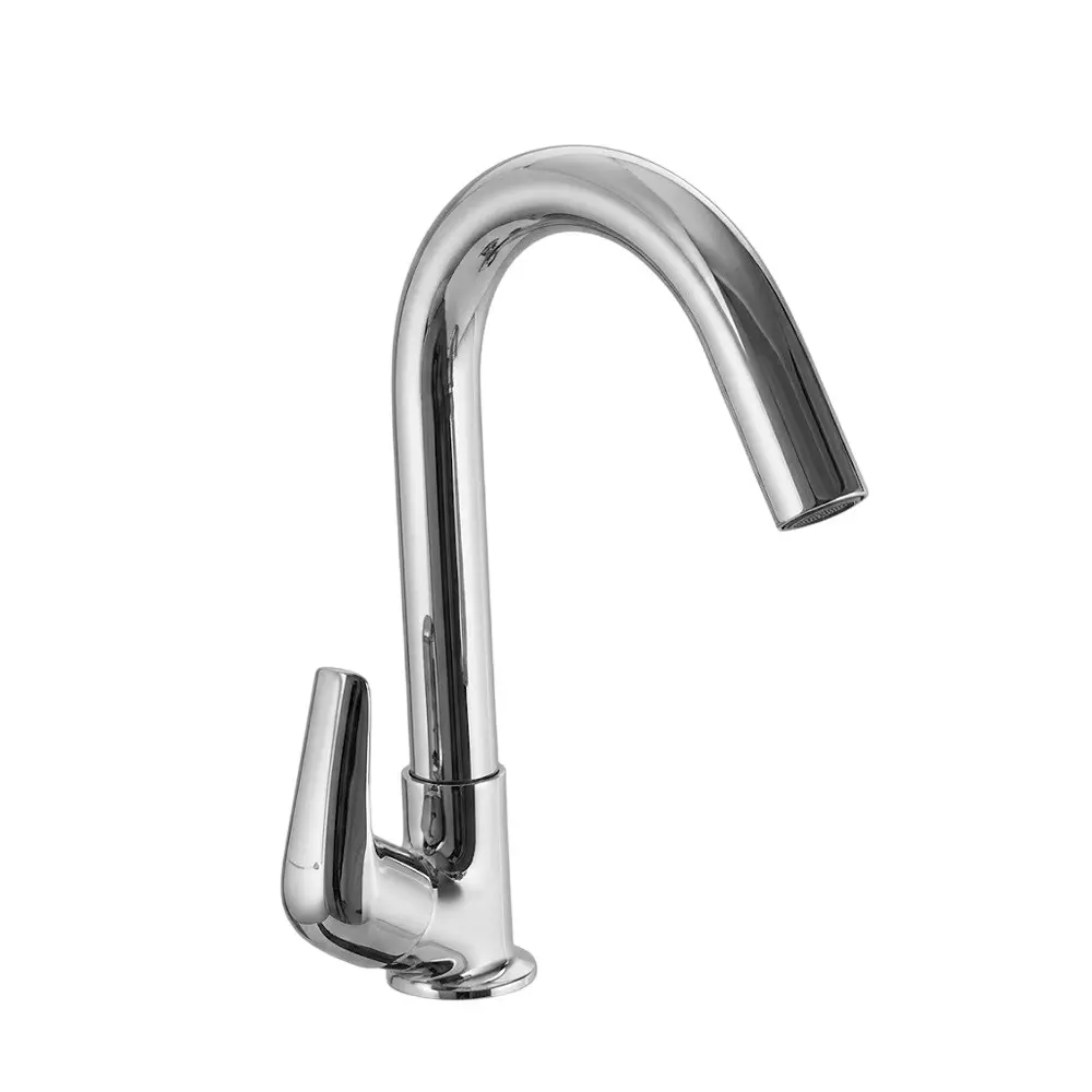 PLUMBER Ecoline Series Ease Range Swan Neck Tap With Swivel Spout and Foam Flow, Deck Mounted and Chrome Finish, ESE-0104