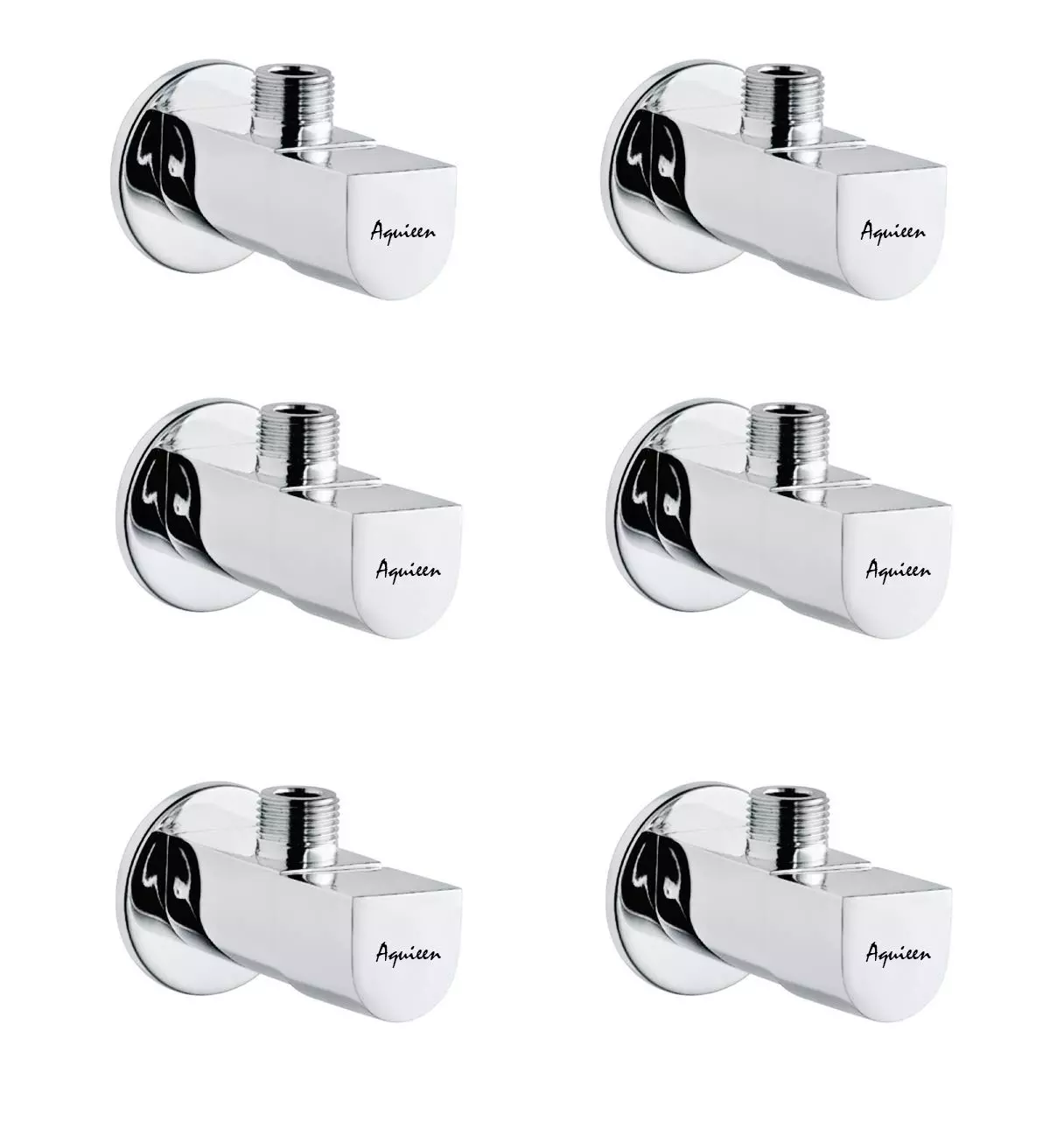 Aquieen Arc Brass Silver Angle Valve Pack of 6 Piece