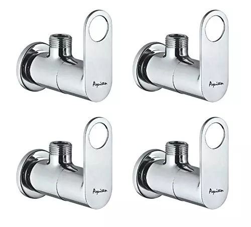 Aquieen Ornamix Brass Silver Angle Stop Valve Pack of 4 Piece