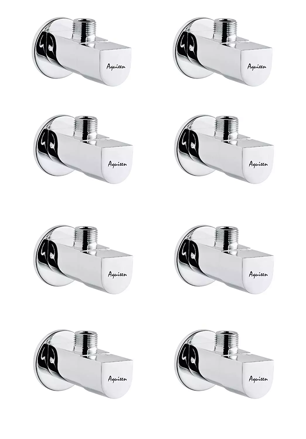 Aquieen Arc Brass Silver Angle Stop Valve Pack of 8 Piece