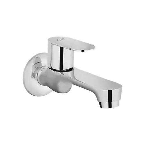Aquieen Cuff Silver Brass Long Body Bib Cock with Wall Flange, AQN 295
