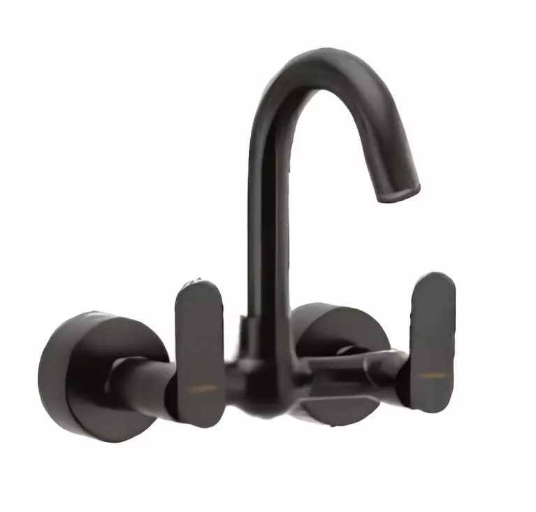 CERA Brooklyn Quarter Turn Dual Lever Wall Mount Sink Mixer Matte Black, F1018501BM