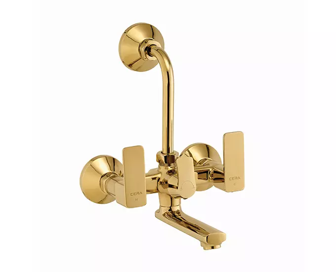 CERA Ruby Three Lever Wall Mount Wall Mixer for Overhead Shower French Gold, F1005401FG