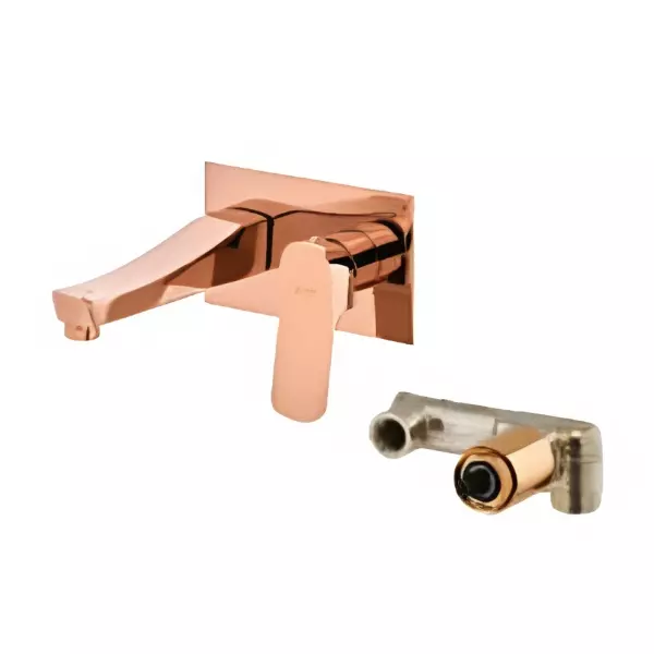 CERA Perla Single Lever Wall Mount Basin Mixer Rose Gold, F1012473RG + F4065101RG (Set of 2 Pcs)
