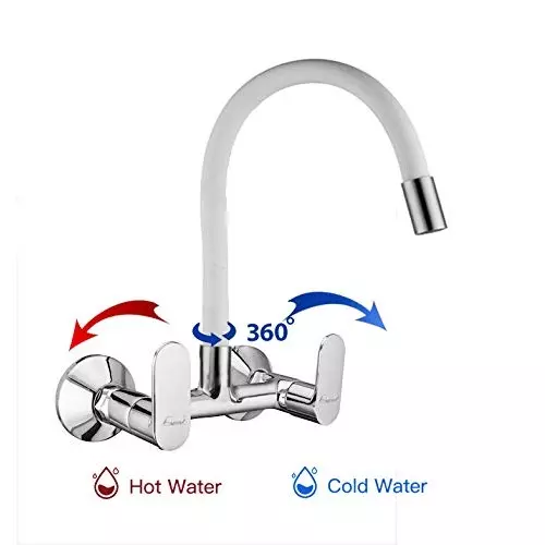 Aquieen Sink Mixer Tap Brass Chrome Finish White, AQN 738