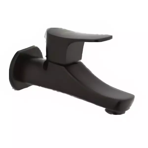 CERA Single Lever Wall Mount Bib Cock with Wall Flange and Aerator Matte Black, F1012151BM