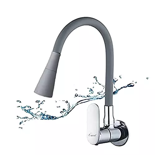 Aquieen Sink Tap Brass with Wall Flange Grey, AQN 726