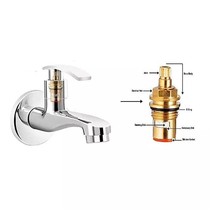 CLINTON Ocean Brass Long Body Tap for Bathroom and Kitchen (Pack of 2)