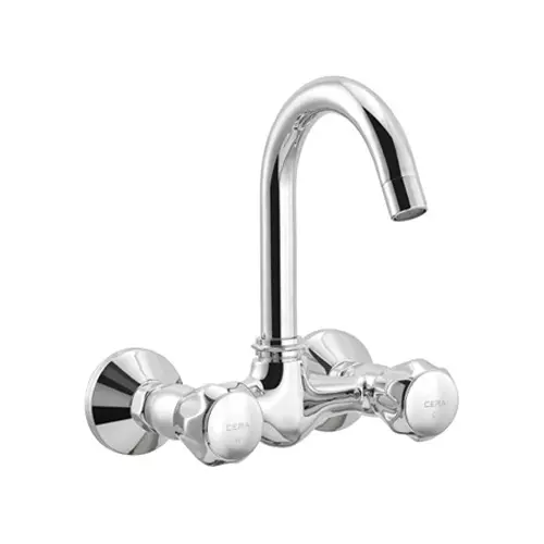 CERA Ocean Half Turn Sink Mixerwith Swivel Spout, Connecting Legs and Wall Flange, F3001501