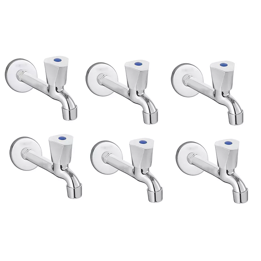 FLO Long Body Tap Stainless Steel Chrome Finish Silver, Fst_Acura_LB_6 (Pack of 6)