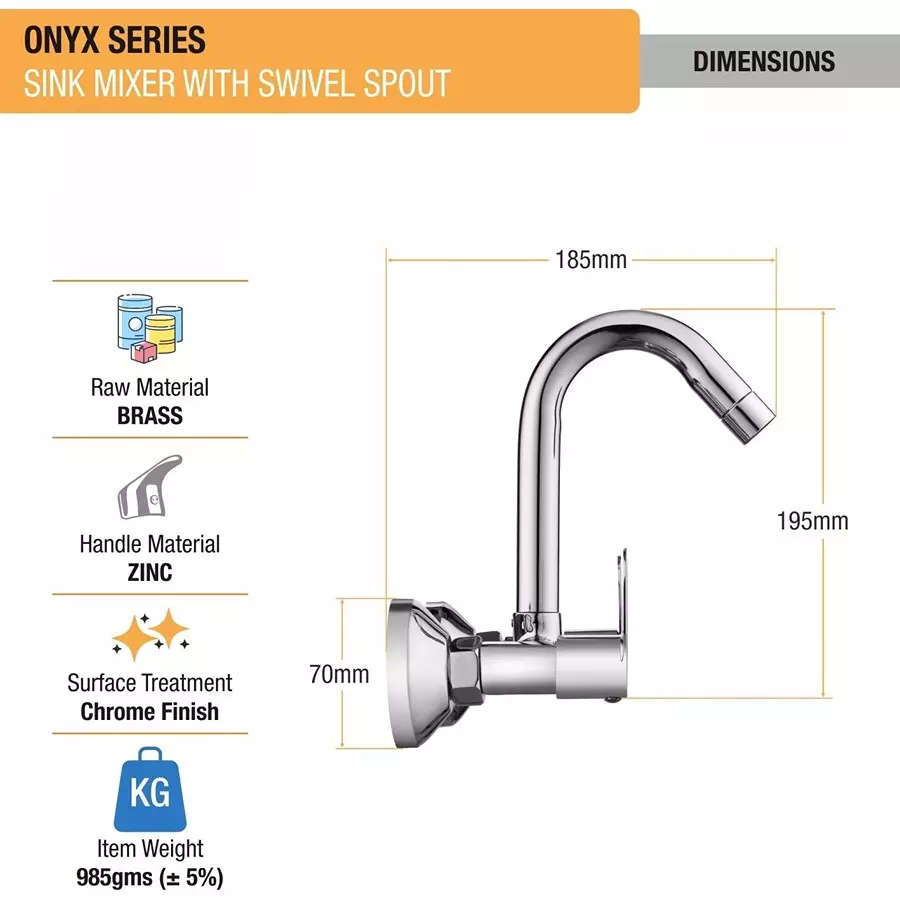 Fastgear Sink Mixer Tap Brass Chrome Finish Silver, FG1245