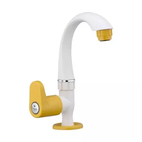 Sparsh Pearl Swan Neck Tap with Flange Royal Plus Series Series PTMT Gold, White Glossy Finish, RPS-2281