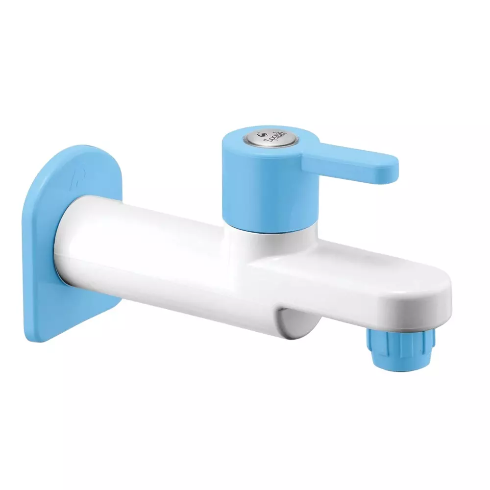 Sparsh Pearl Bib Cock Superb Plus Collection Series PTMT Blue, White Glossy Finish, SP-1111